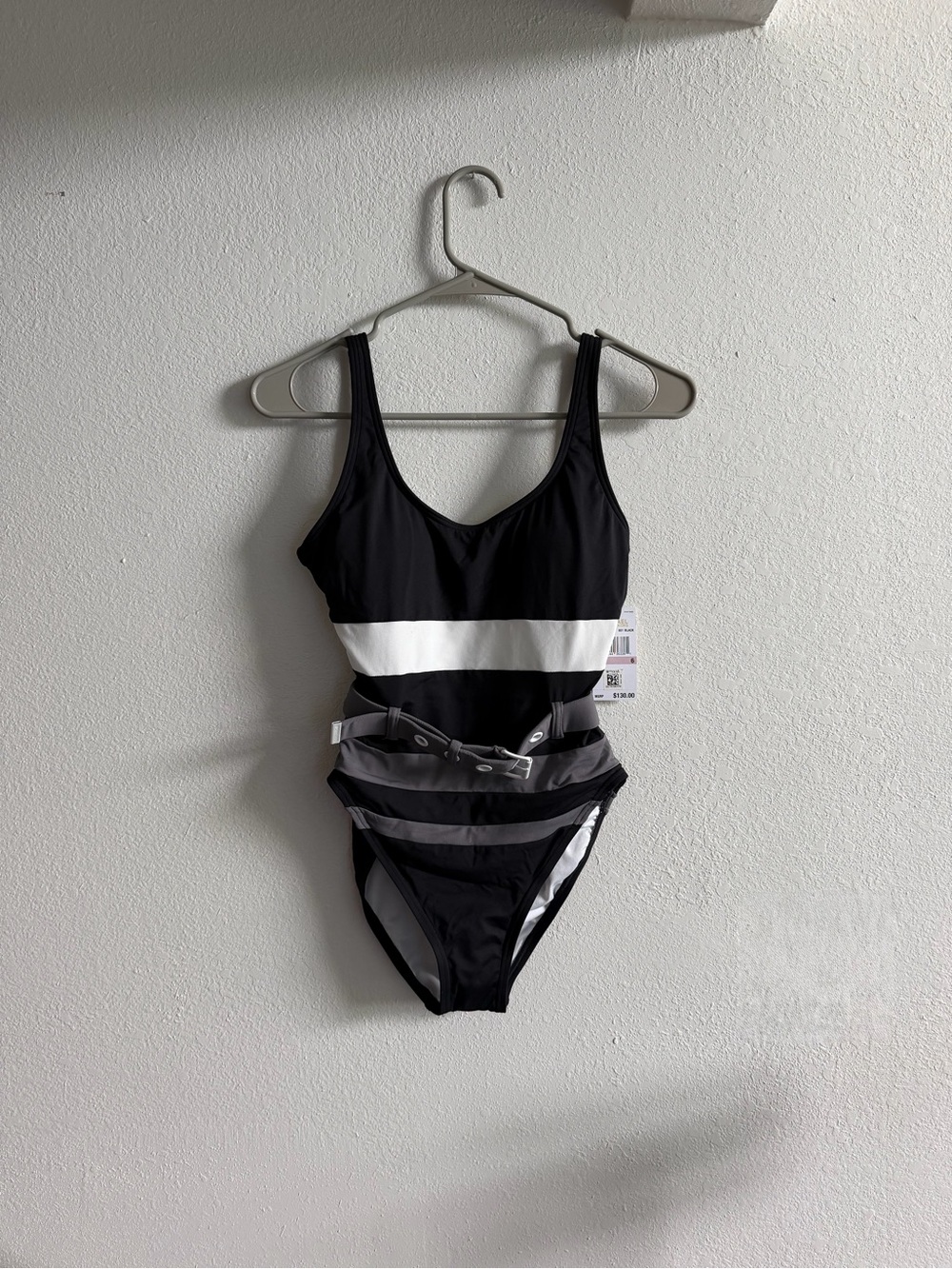 NWT Michael Kors Padded High Cut One-Piece Swimsuit with Removable Belt